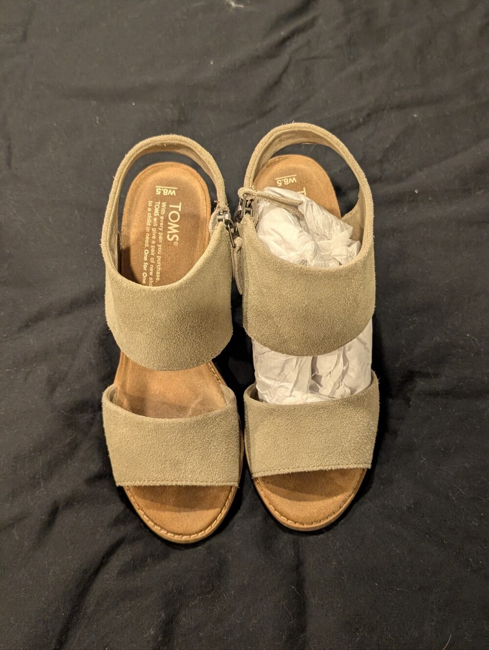 TOMS Women's Suede Two-Band Sandal in Taupe